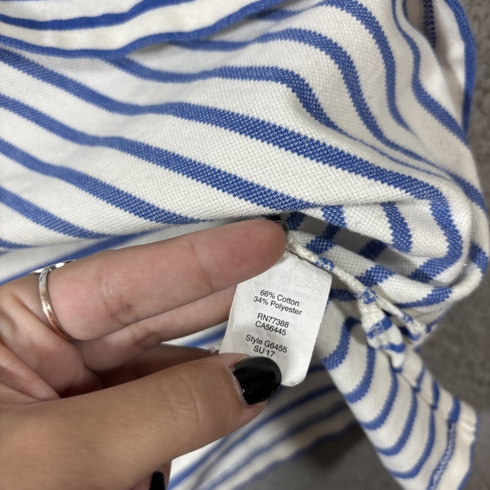 J.CREW Sz XL Striped Mini Dress Blue White V Neck Cap Sleeve Nautical Pullover - Picture 3 of 8